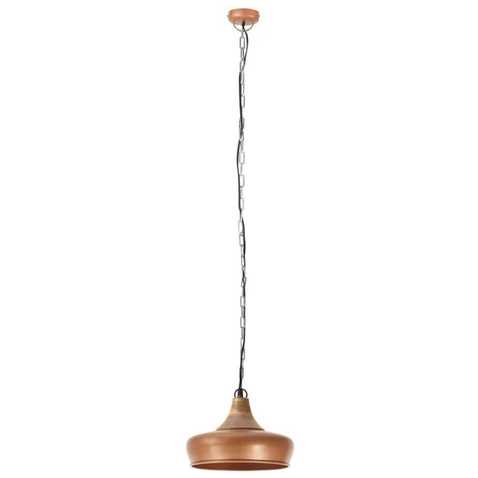 Lampe Suspendue Industrielle Cuivre Fer Et Bois Solide 26cm E27 6 Lampe Suspendue Industrielle Cuivre Fer Et Bois Solide 26cm E27 – Image 4