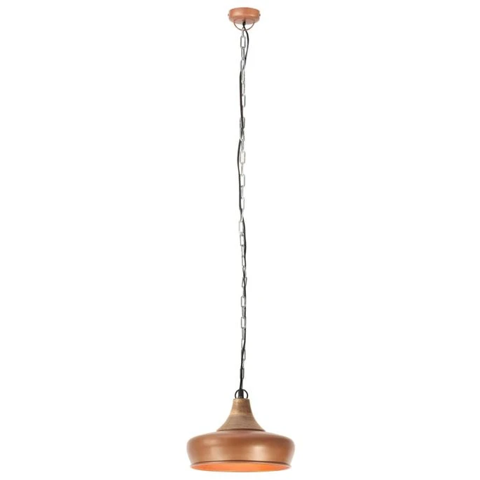 Lampe Suspendue Industrielle Cuivre Fer Et Bois Solide 26cm E27 7 Lampe Suspendue Industrielle Cuivre Fer Et Bois Solide 26cm E27 – Image 5