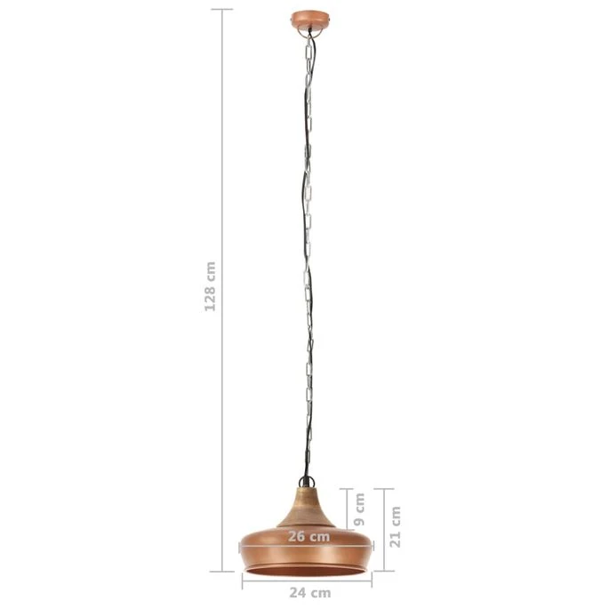 Lampe Suspendue Industrielle Cuivre Fer Et Bois Solide 26cm E27 10 Lampe Suspendue Industrielle Cuivre Fer Et Bois Solide 26cm E27 – Image 8