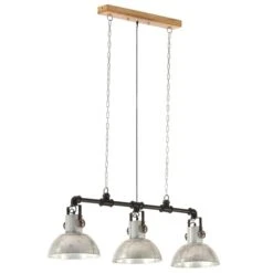 Lampe Suspendue Industrielle Fer Bois De Manguier Argenté E27 -Philips Boutique lampe suspendue industrielle fer bois de manguier argente e27 8720286070857 951592
