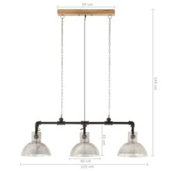 Lampe Suspendue Industrielle Fer Bois De Manguier Argenté E27 -Philips Boutique lampe suspendue industrielle fer bois de manguier argente e27 8720286070857 951598