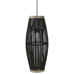 Lampe Suspendue Noir Osier 40 W 21x50 Cm Ovale E27