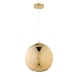Lampe Suspension Moderne Boule Verre Doré Sarie D 30 Cm