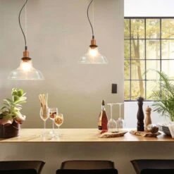 Lampes Suspendues 2 Pcs Transparent Rond 28 Cm E27