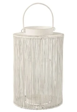 Devant 34 Lanterne Moyenne Métal Blanc Leyla H 38.5 Cm