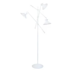 LEEDS Lampadaire En Acier 3 Lumieres - Abat-jour Conique En Acier - 90 X 90 X H190 Cm - Blanc - E27