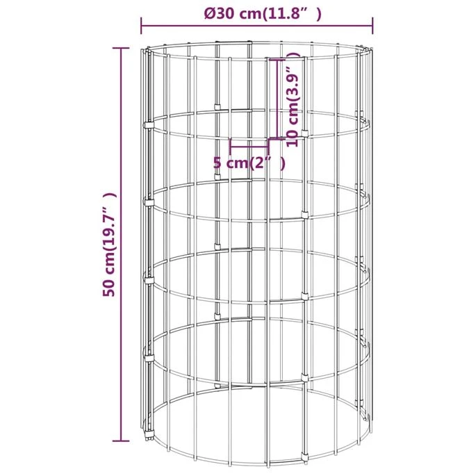 Lit Surélevé à Gabion Circulaire 3 Pcs Acier Galvanisé Ø30x50cm 9 Lit Surélevé à Gabion Circulaire 3 Pcs Acier Galvanisé Ø30x50cm – Image 7