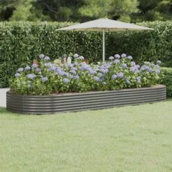 Lit Surélevé De Jardin Acier Enduit De Poudre 373x140x36cm Gris