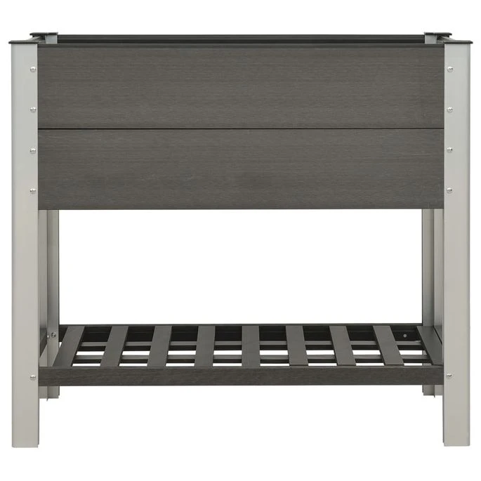 Lit Surélevé De Jardin Avec étagère 100x50x90 Cm WPC Gris 4 Lit Surélevé De Jardin Avec étagère 100x50x90 Cm WPC Gris – Image 2