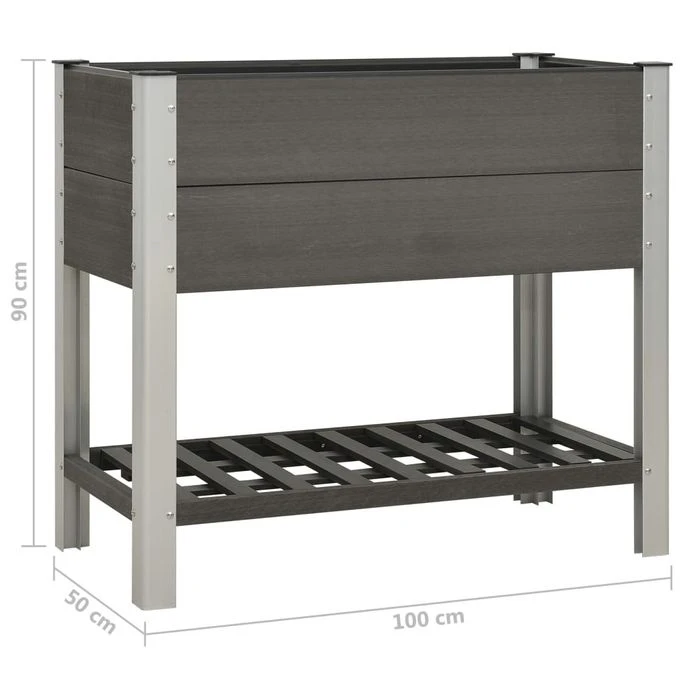 Lit Surélevé De Jardin Avec étagère 100x50x90 Cm WPC Gris 8 Lit Surélevé De Jardin Avec étagère 100x50x90 Cm WPC Gris – Image 6