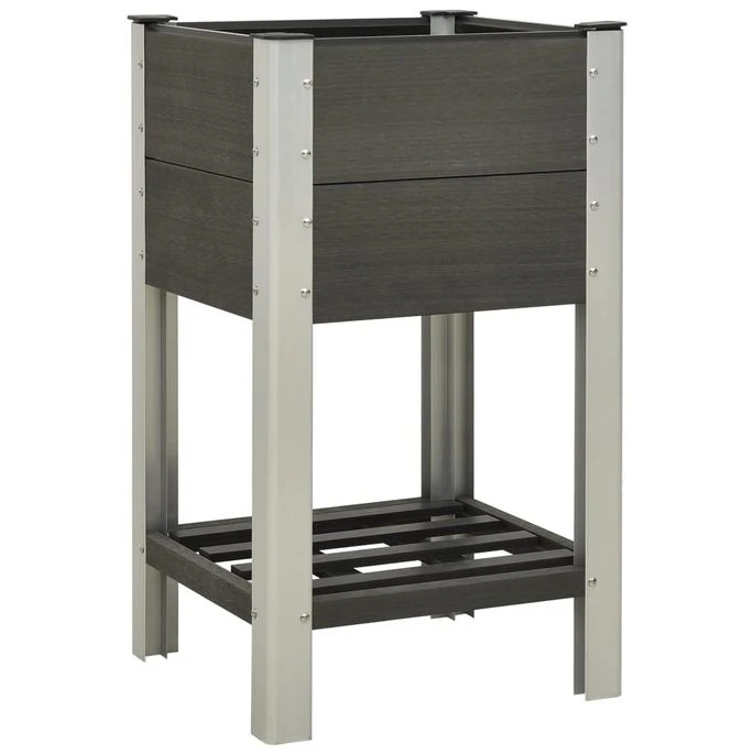 Lit Surélevé De Jardin Avec étagère 50x50x90 Cm WPC Gris 3 Lit Surélevé De Jardin Avec étagère 50x50x90 Cm WPC Gris