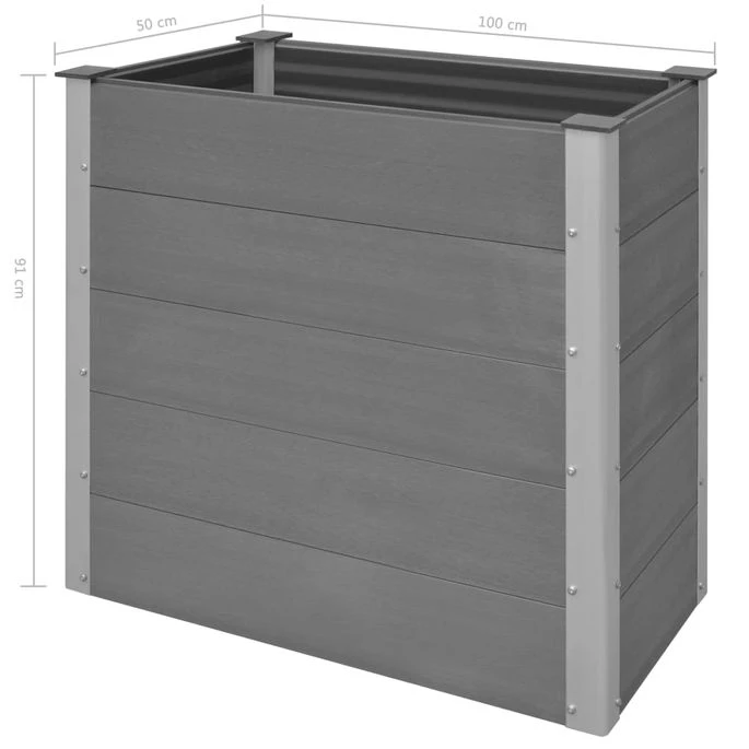 Lit Surélevé De Jardin WPC 100x50x91 Cm Gris 10 Lit Surélevé De Jardin WPC 100x50x91 Cm Gris – Image 8
