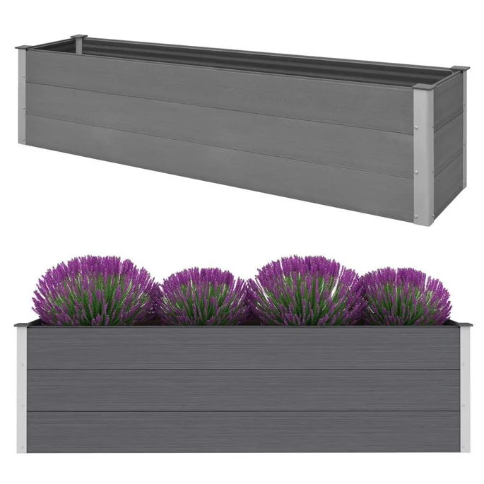 Lit Surélevé De Jardin WPC 195x50x54 Cm Gris 3 Lit Surélevé De Jardin WPC 195x50x54 Cm Gris