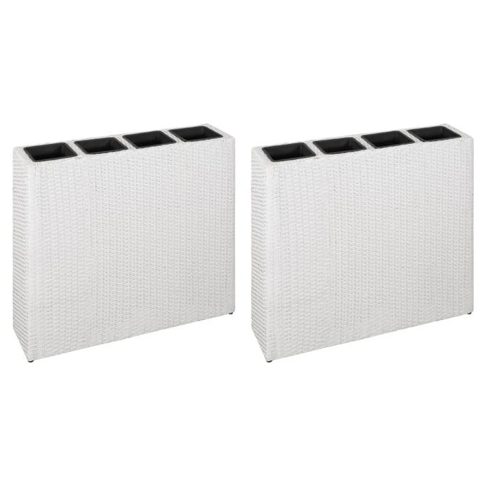 Lits Surélevés De Jardin Et 4 Pots 2 Pcs Résine Tressée Blanc 3 Lits Surélevés De Jardin Et 4 Pots 2 Pcs Résine Tressée Blanc