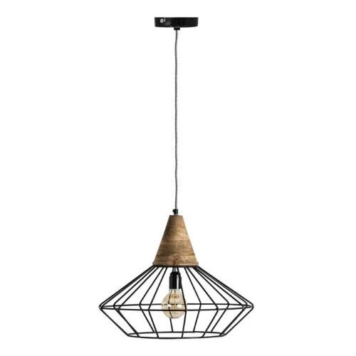 Lustre Industriel Métal Noir Et Manguier Massif Clair Marty 40 3 Lustre Industriel Métal Noir Et Manguier Massif Clair Marty 40