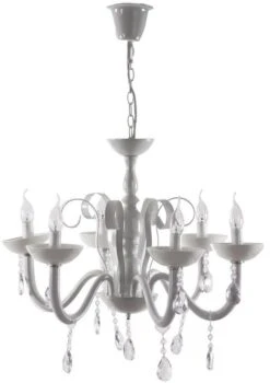 Lustre Provençal Métal Blanc Et PVC Reina