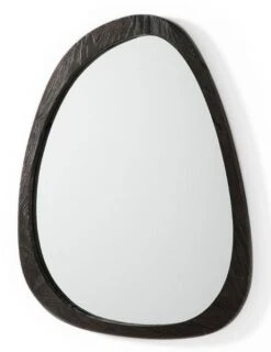 Miroir Mural Ovale Bois Foncé Blac L 81 Cm