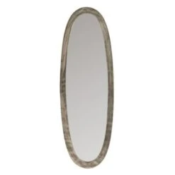Miroir Mural Ovale Verre Et Métal Antique Gris Marino