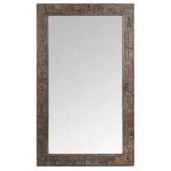 Miroir Mural Rectangulaire Bois Massif Foncé Veeda