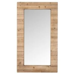 Miroir Mural Rectangulaire Verre Et Bois Massif Clair Indie