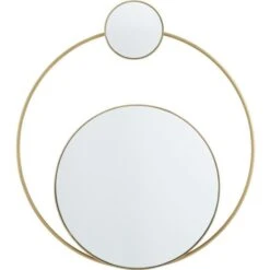 Miroir Mural Rond 2 Parties Métal Doré Senyan