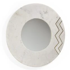 Miroir Mural Rond Marbre Blanc Sami