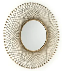 Miroir Mural Rond Métal Doré Roxane 2