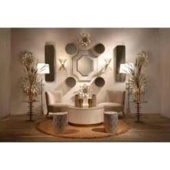 Miroir Mural Rond Métal Doré Alma D 36 Cm -Philips Boutique miroir mural rond metal dore d 36 cm 8435471822332 574183