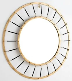 Miroir Mural Rond Métal Doré Et Noir Roxane