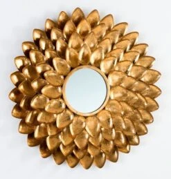 Miroir Mural Rond Métal Doré Et Verre Cailly D 73 Cm