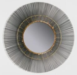 Miroir Mural Rond Métal Gris Et Doré Rary