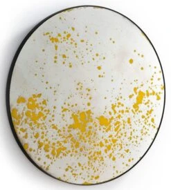 Miroir Mural Rond Métal Noir Et Miroir Vieilli Jaune Picty