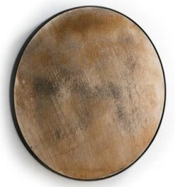 Miroir Mural Rond Métal Noir Et Miroir Vieilli Oxydé Picty