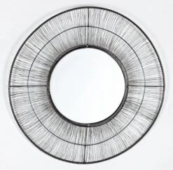 Miroir Mural Rond Métal Noir Vieilli Roxy
