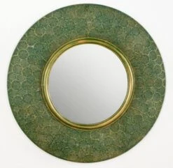 Miroir Mural Rond Métal Vert Et Doré Canva