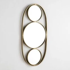 Miroir Mural Tri-ronds Métal Doré Kaïra