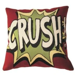 O'CBO Housse De Coussin Vintage Kiss - 42 X 42 Cm - Jacquard CRUSH 446 - Fabrication Française - Rouge, Vert Et Blanc
