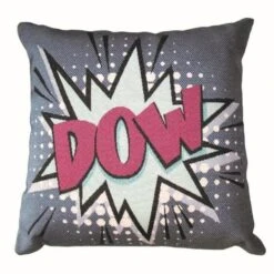 O'CBO Housse De Coussin Vintage Kiss - 42 X 42 Cm - Jacquard DOW 448 - Fabrication Française - Gris, Blanc Et Rose