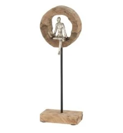 Objet Sur Pied Manguier Et Métal Argenté Liath - Lot De 2