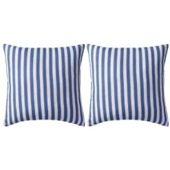 Oreiller D'extérieur 2 Pcs Impression Rayure 45 X 45 Cm Bleu