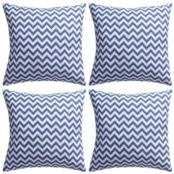 Oreiller D'extérieur 4 Pcs Impression Zigzag 45 X 45 Cm Bleu