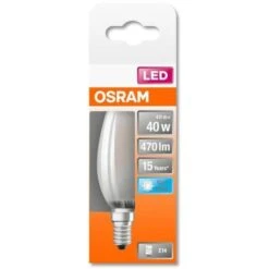 OSRAM Ampoule LED Flamme Verre Dépoli - 4W équivalent 40W E14 - Lumiere Du Jour