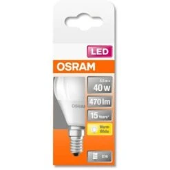 OSRAM Ampoule LED Sphérique Dépolie Avec Radiateur - 4W équivalent 40W E14 - Blanc Chaud