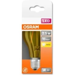 OSRAM Ampoule LED Standard Verre Jaune Déco - 2,5W équivalent 15 E27 - Blanc Chaud