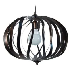 OVALIA Suspension Cercles Tôle Acier 50x50x100 Cm Noir Et Or