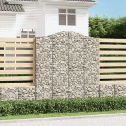 Paniers à Gabions Arqués 2 Pcs 200x30x220/240 Cm Fer Galvanisé