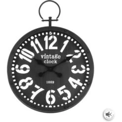 Pendule Gousset En Métal - Ø 45 X Ep. 6,5 X H. 60,5 Cm - Gris Foncé