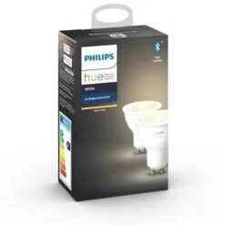 PHILIPS HUE Pack De 2 Ampoules White - 5,5 W - GU10 - Bluetooth -Philips Boutique philips hue pack de 2 ampoules white 5 5 w gu10 bluetooth 8718699629311 450093