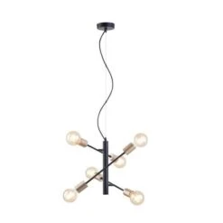 PHoeNIX Suspension 3 Bras - Ø46 X H150 Cm - Métal - Noir - Ampoules LED Fournies (x6)