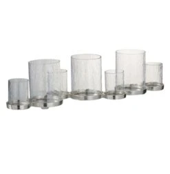 Photophore 7 Parties Verre Et Métal Argenté Licia